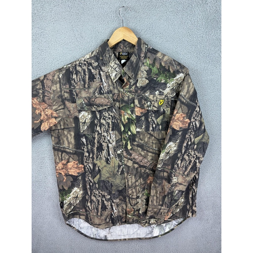 Scentblocker Shirt Mens XL Brown Mossy Oak Camo Button Front Long Sleeve Hunting